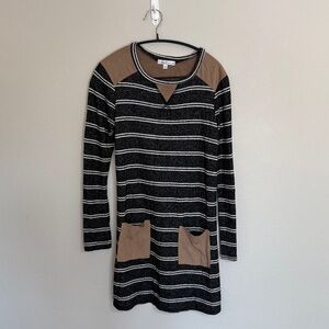 Moa Moa Black and Tan Striped Top